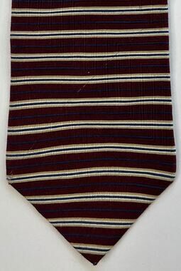 Machado George Machado Silk Tie Burgundy Blue Stripe USA Classic 56 x 3.75